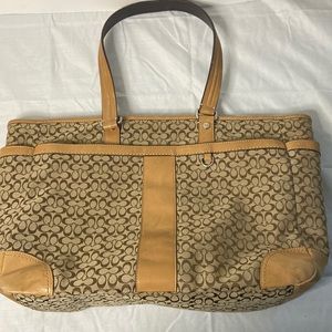 Tan Vintage Coach Print Purse